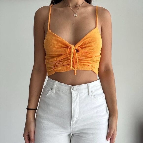 NWT Almost Famous slinky ruched crop top - Picture 1 of 8